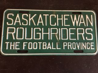 Antique Old Early Saskatchewan Roughriders Football Team License Plate Rare