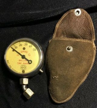 Antique U S Gauge Co.  Ny Tire Pressure Gauge For Balloon Tires & Pouch