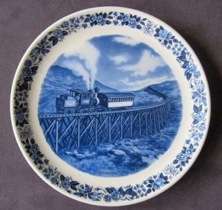 Cog Railway Mt.  Washington Blue Transfer Ware 7.  25 " Plate