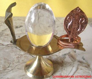 Sphatik Natural Crystal Shivling Banling With Brass Stand Lord Shiva Lingam