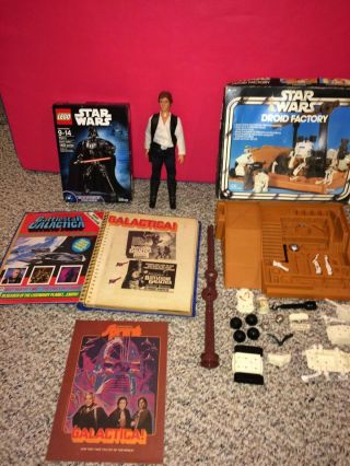 Vintage 70s Star Wars Droid Factory,  12 " Han Solo,  Lego Vader,  Battlestar Galactica