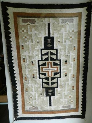 Outstanding Small Antique Navajo Two Grey Hills,  Crystal Rug,  30 " X44 ",  No Res