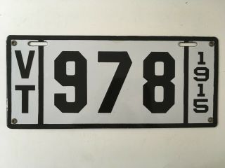 1915 Vermont License Plate Low Number 3 Digit Terrific Gloss