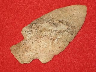 Authentic Native American Artifact Arrowhead 3 - 1/2 " Missouri Stone Sq.  Stem T21