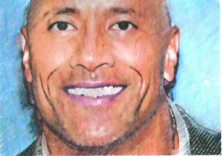 Dwayne " The Rock " Johnson Sketch Card Psc Aceo By Artist Chuckles Rzeppa Signed