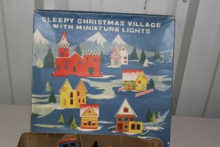 Vintage Putz House Sleepy Papercraft Christmas Village W/ Lights - Miniature