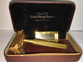 Vintage Gillett Valet Auto - Strop Razor Metal Display Case Razor & Holder 