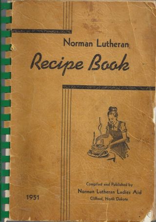 Clifford Nd 1951 Antique Norman Lutheran Church Ethnic Cook Book Local Ads