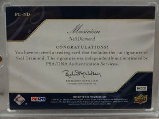 2009 Upper Deck Prominent Cuts PC - ND Neil Diamond CUT Auto 03/75 2