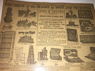John M Smyth ' s Ad The Show of the Season in Toys 1891 Vintage Ephemera Newspaper 2
