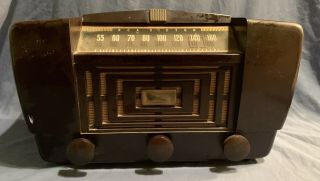 Antique Rca Victor Model 66x11 Art Deco Brown Bakelite Radio