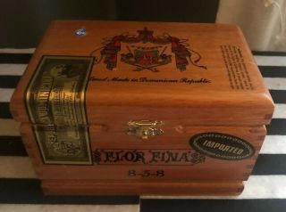 Arturo Fuente Flor Fina 8 - 5 - 8 Handmade Empty Wood Cigar Box