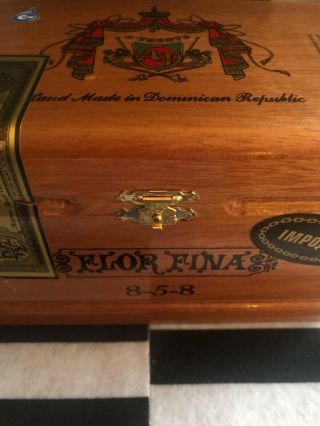 Arturo Fuente Flor Fina 8 - 5 - 8 Handmade Empty Wood Cigar Box 3