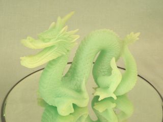 Dragon Figurine Medieval Legends Glow - In - The - Dark Jade Green Resin Mythical 5 " T