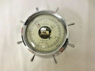 Older Airguide Barometer Compenstated Marked Wall Hanging Ship 