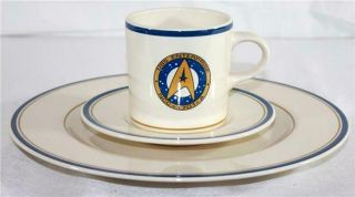 1993 Pfaltzgraff Star Trek Uss Enterprise Ncc - 1701 - A Cup Saucer Dinner Plate Set