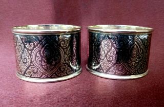 Two Sterling Silver Siam Napkin Serviette Rings 36.  4 G Hindu Goddess Collectible
