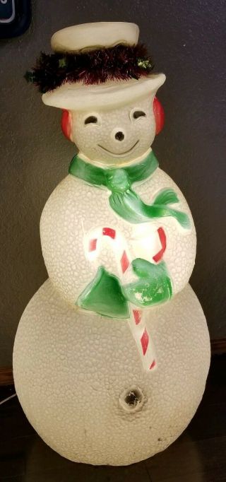 Vintage Dimpled Frosty The Snowman Lighted Blow Mold Decor 40 " Union Products
