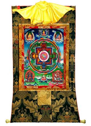 50 Inch Tibet Buddhist Thangka Painting Mandala Of The Great Medicine Buddha