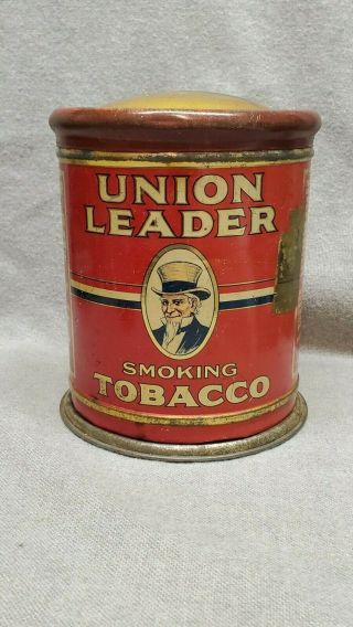 Antique Union Leader Uncle Sam Tin Litho Tobacco Can Humidor