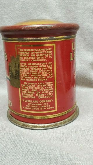 Antique Union Leader Uncle Sam Tin Litho Tobacco Can Humidor 2