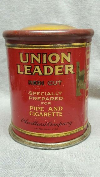 Antique Union Leader Uncle Sam Tin Litho Tobacco Can Humidor 3