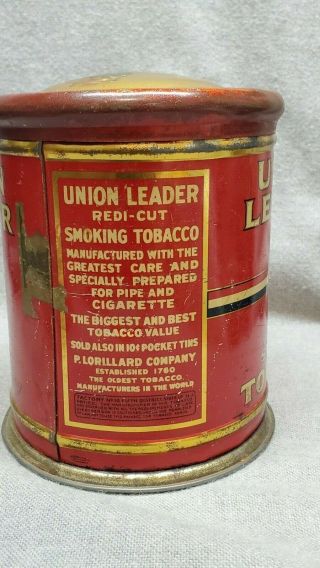 Antique Union Leader Uncle Sam Tin Litho Tobacco Can Humidor 4
