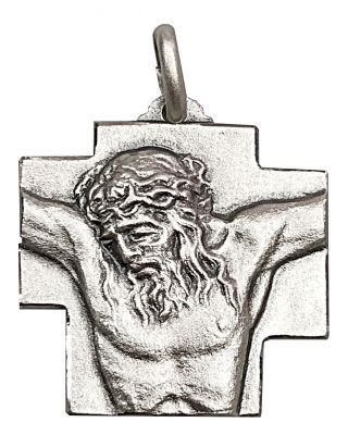 Sterling Silver 925 Face Of Jesus Christ Cross Necklace Pendant Cruz Plata - Italy