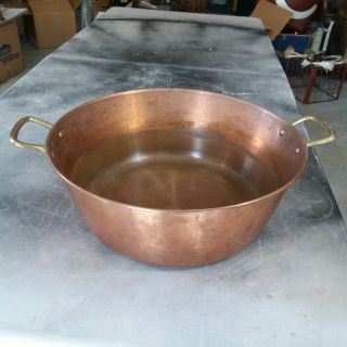 Vintage Heavy Duty Copper And Brass Handle Pot,  Pan Cookware,  Kitchen Decor