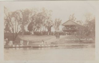 Vintage Postcard Adelaide University Boat Shed " Gordon Walker Photo " 1900s