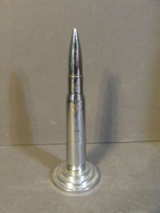 Vintage 50 Calibur Chrome Metal Bullet Table Cigarette Lighter