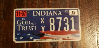 2009 - 12 Indiana In God We Trust Aluminum License Plate: Xy 8731