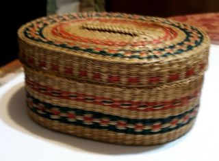Antique Northwest Coast Native American Indian Lidded Basket Tight Weaved 7 "