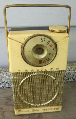 Vintage Tr - 285 - B Power - Mite Trav - Ler Six Am Transistor Radio W/ Kickstand