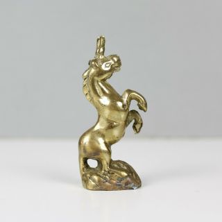 Small Vintage Brass Unicorn Figurine Mid Century Home Decor