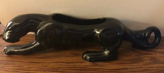 Vintage Black Panther Planter / Mid Century / Ceramic / 15 1/2 " Long