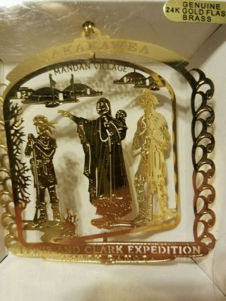 Lewis & Clark Sakakawea Expedition North Dakota Brass Christmas Ornament