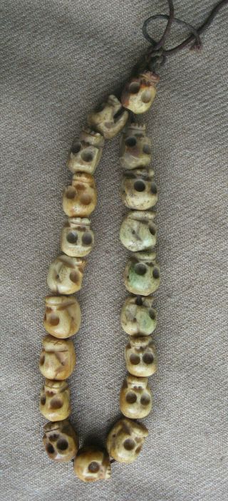 Antique 18 Beads Yak Bone Tibetan Buddist Skull Mala,  Nepal