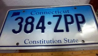 Connecticut Metal License Plate,  2006 Issue,  Constitution State,  384 Zpp