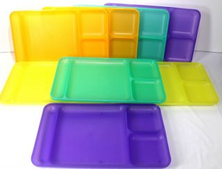 Tupperware Divided Lunch Tray Dinner Picnic 8 Total Yellow Green Orange Purple