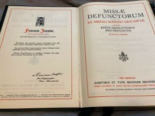 Rare 1941 Vintage Catholic Church Altar Book Missae Defunctorum Latin