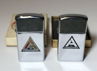 2 - Vintage Zippo Lighters “the Associates” Advertising W/ Box 3