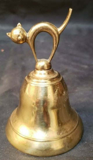 Walter Bosse Design Mid Century Modern Brass Metal Bell - Cat