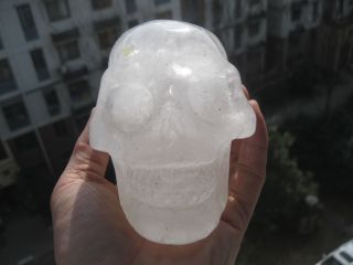 1050g Carved Natural Quartz Crystal Skull Healing From China S692