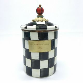 Mackenzie Childs Courtly Check Medium Canister Enamelware 89225
