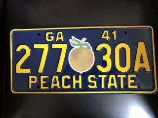 1941 Georgia (peach) License Plate - Restored