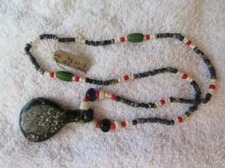 Strand Of Old California Trade Bead & Stone Pendant With Docs - - Nr