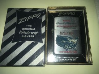 1948 - 49 Eisenhower Presidential Campaign Zippo,  Town & Country,  Rare Box.