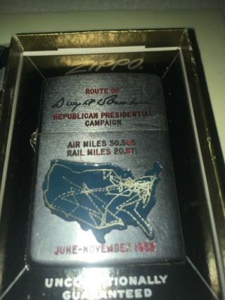 1948 - 49 Eisenhower presidential campaign zippo,  Town & Country,  RARE box. 2