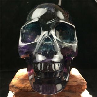 2.  42lb Natural Fluorite Quartz Skull Stone Quartz Hand Carved Crystal Hok146